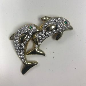 Swarovski Double Dolphin Pin